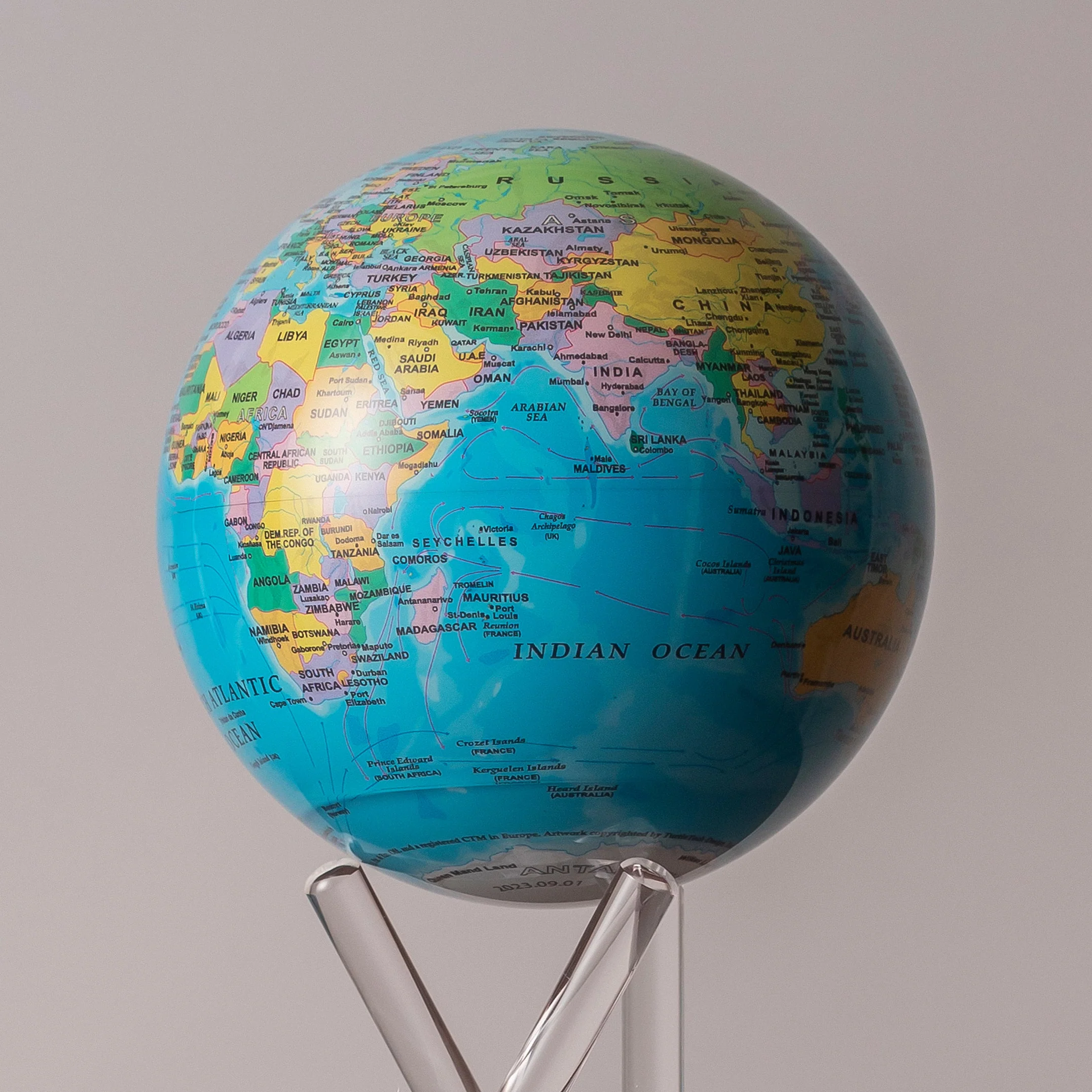 Ocean Blue Political Map Globe - Image 3
